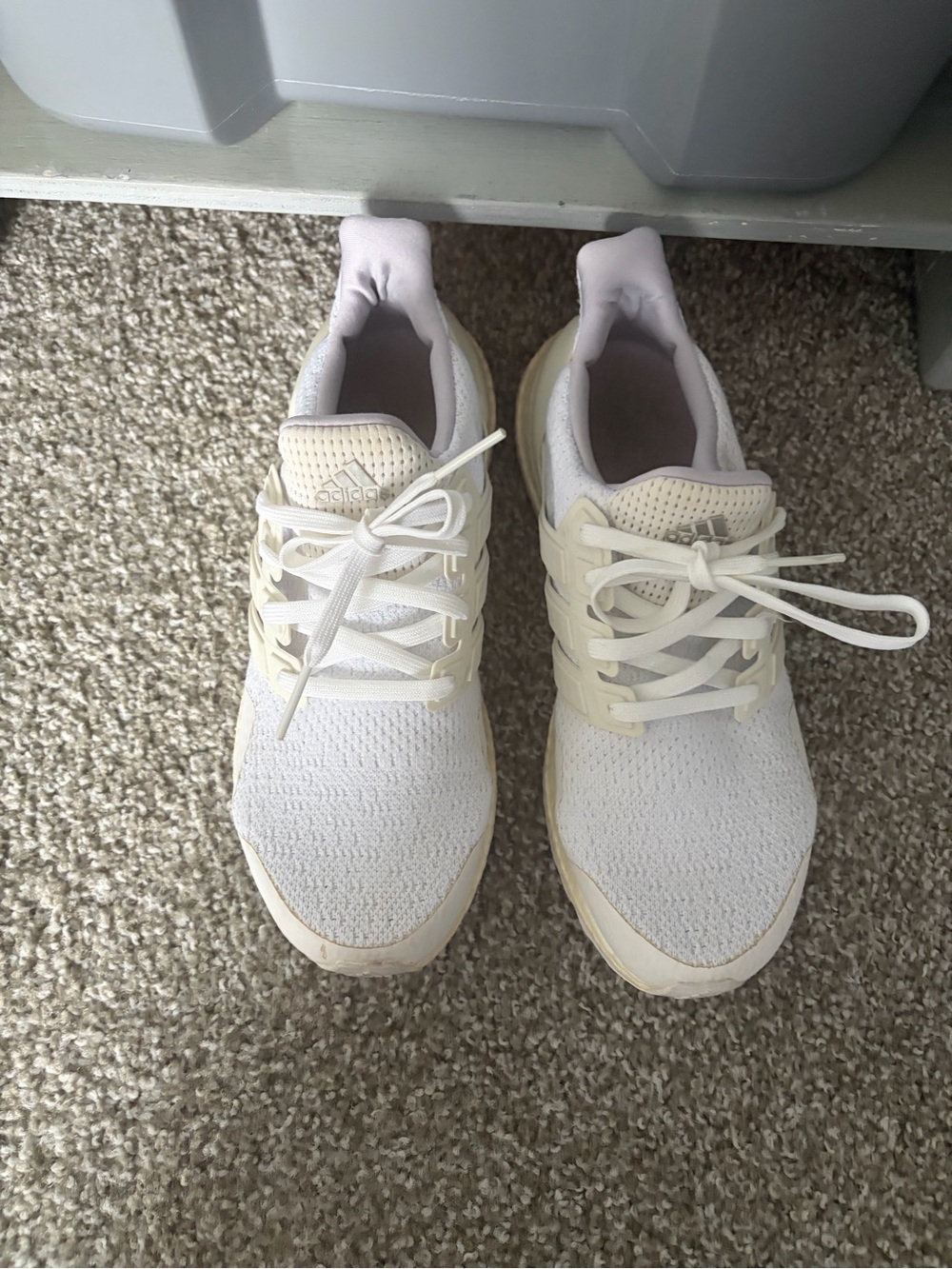 adidas Women's Cream and White Knit Sneakers